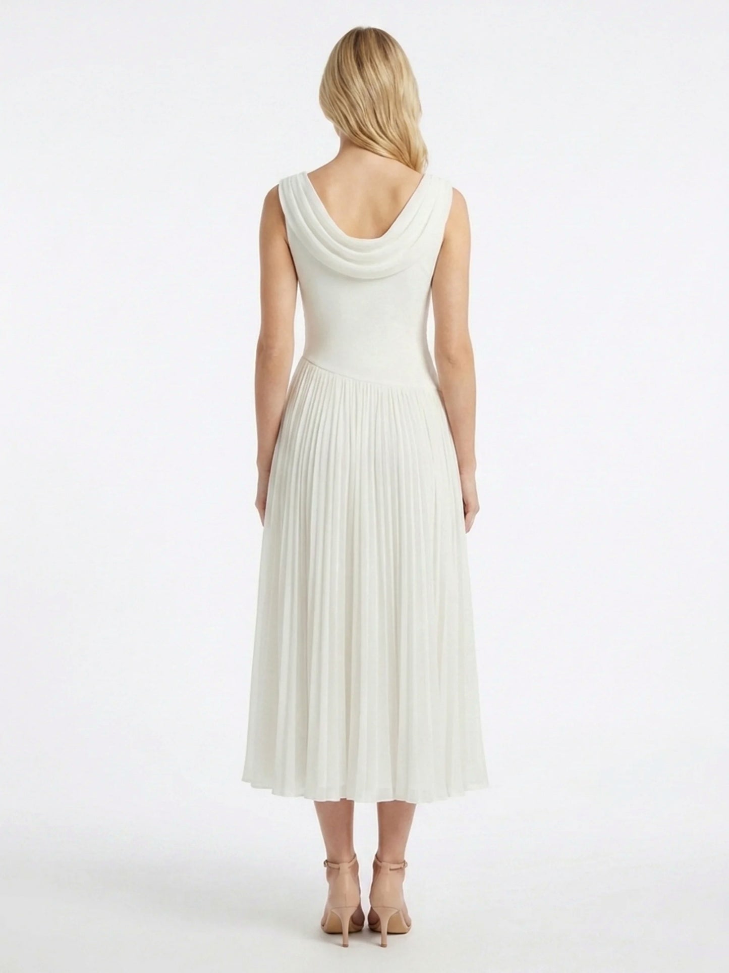 Ruched Pleated Midi Dress