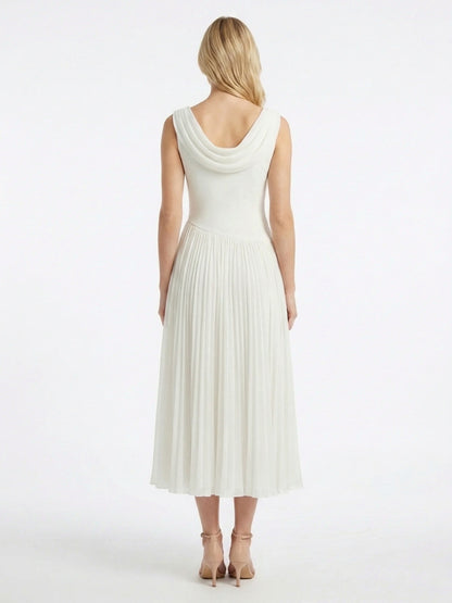 Ruched Pleated Midi Dress