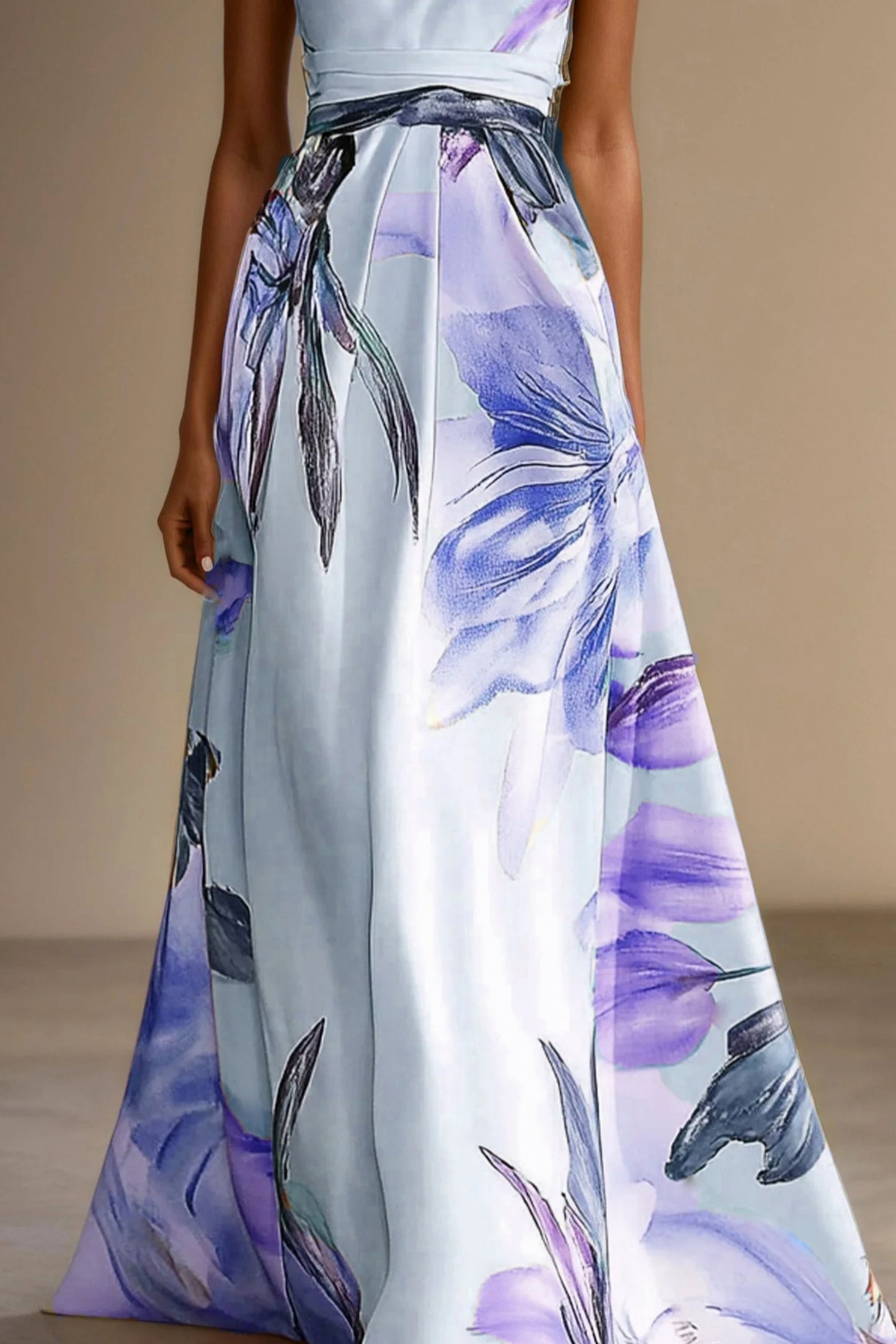 Floral Halter Pleated Maxi Dress