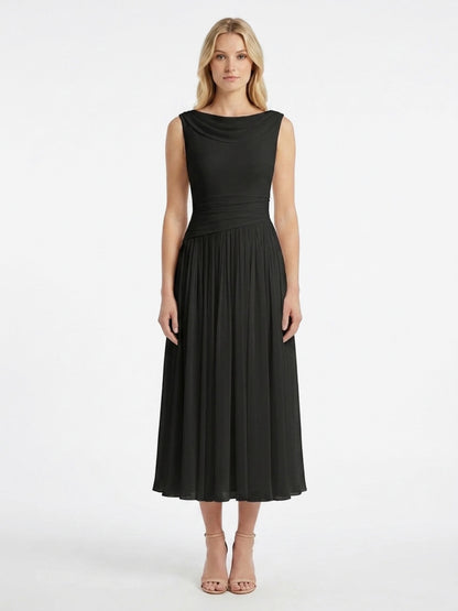 Ruched Pleated Midi Dress