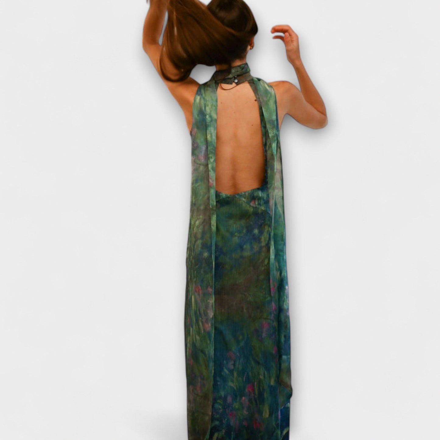 Floral Halter Cutout Maxi Dress