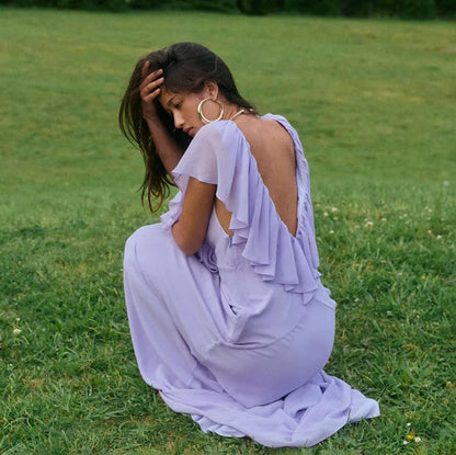 Draped Ruffle Maxi Dress