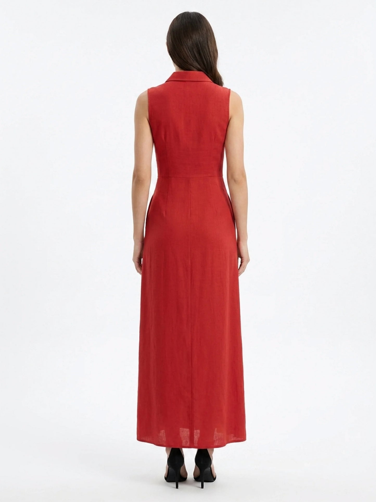 Sleeveless Button Front Maxi Dress