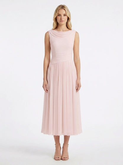 Ruched Pleated Midi Dress