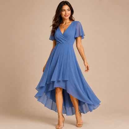Chiffon Wrap Midi Dress