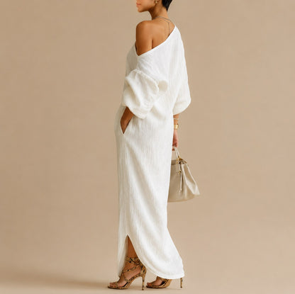 Linen Off Shoulder Maxi Dress