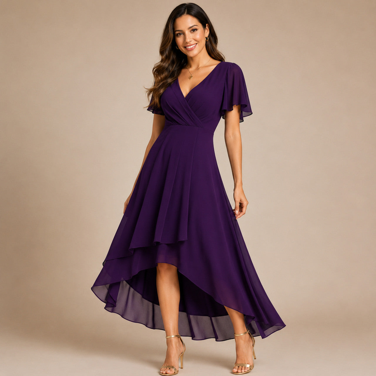 Chiffon Wrap Midi Dress