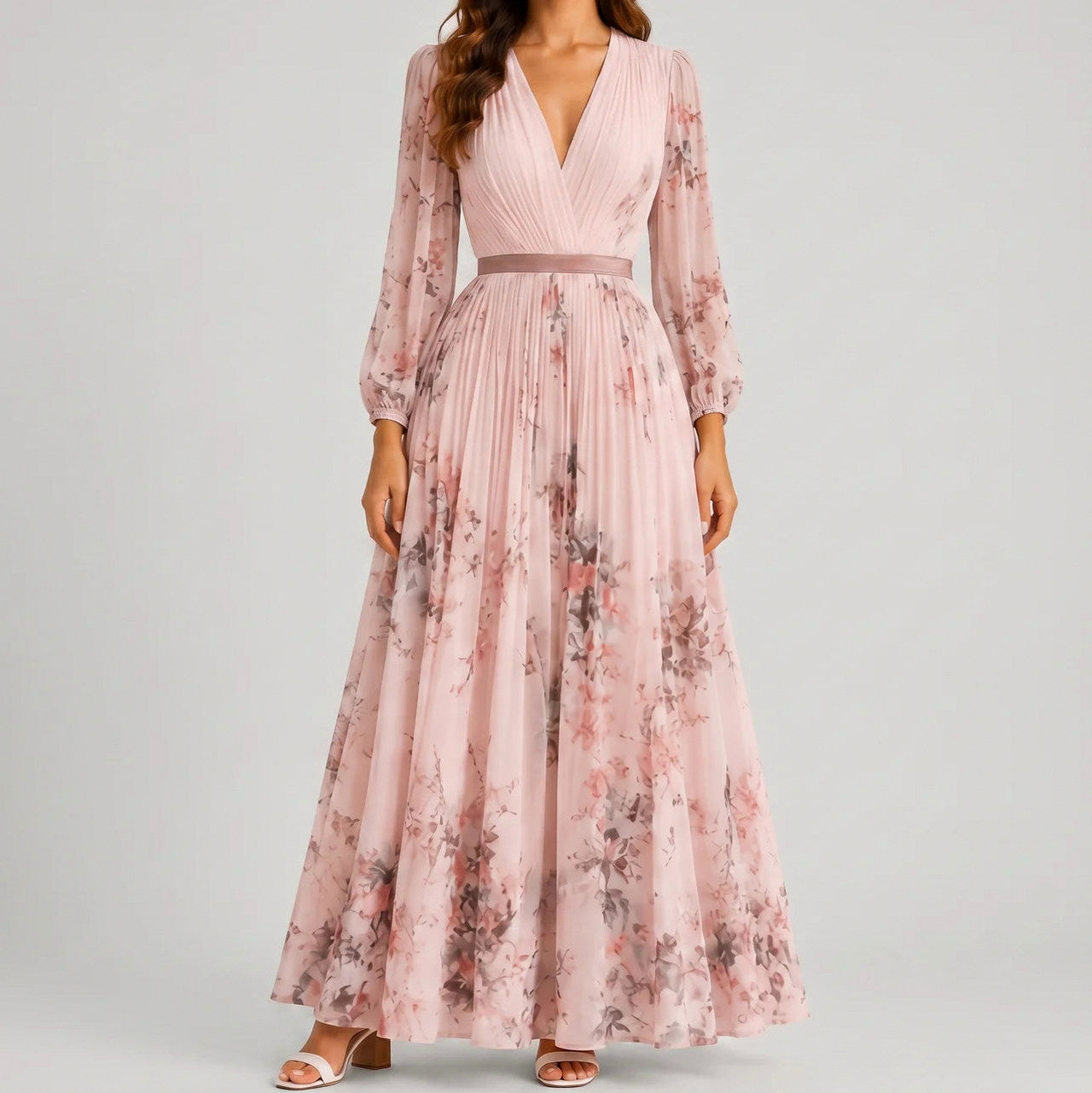 Floral Pleated Maxi Dress