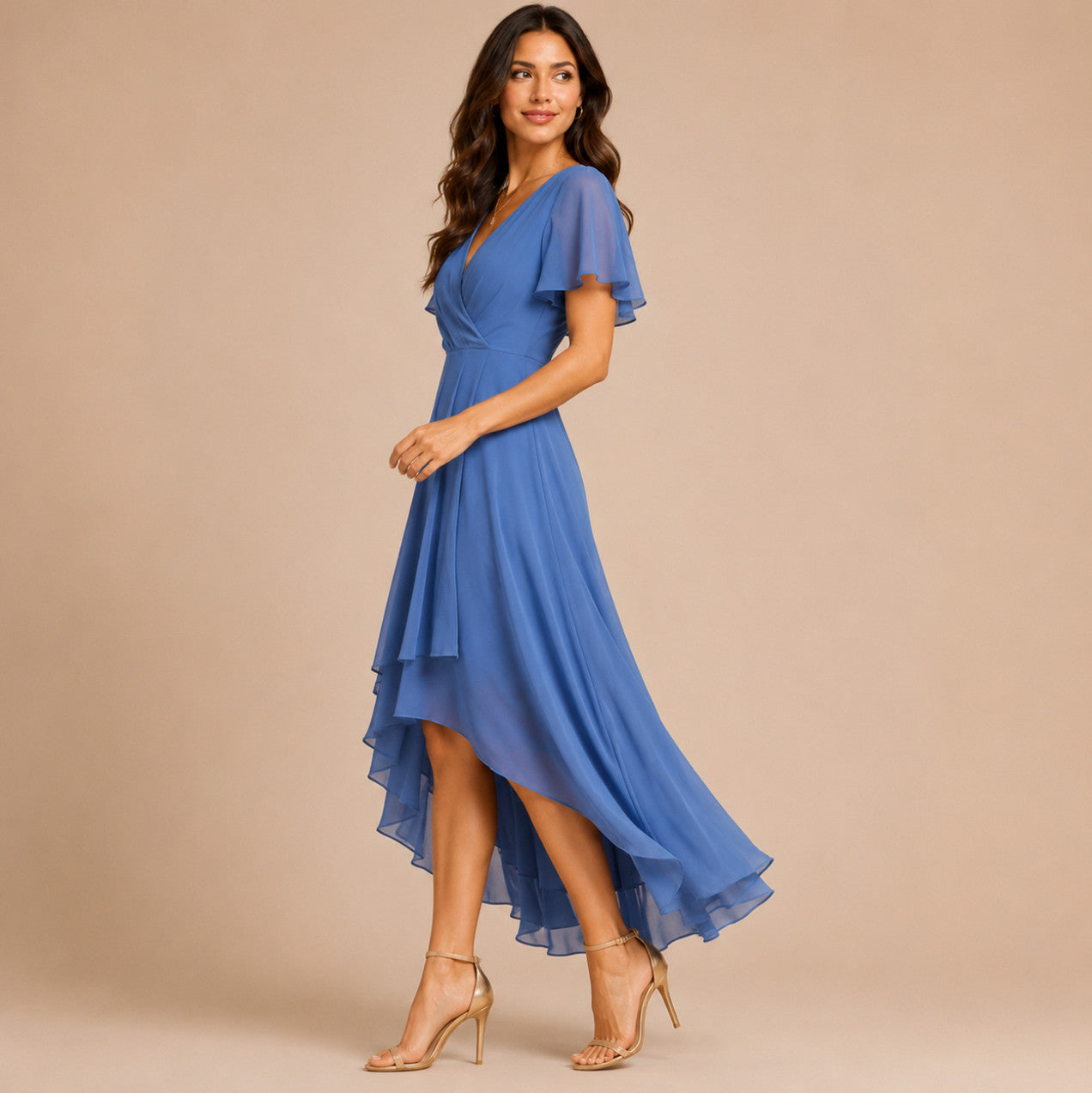 Chiffon Wrap Midi Dress