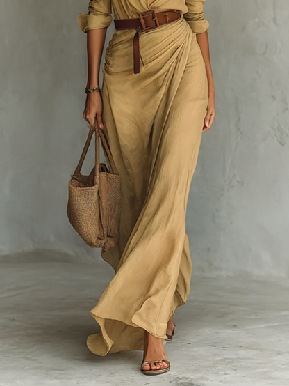 Long Sleeve Ruched Shirt Dress