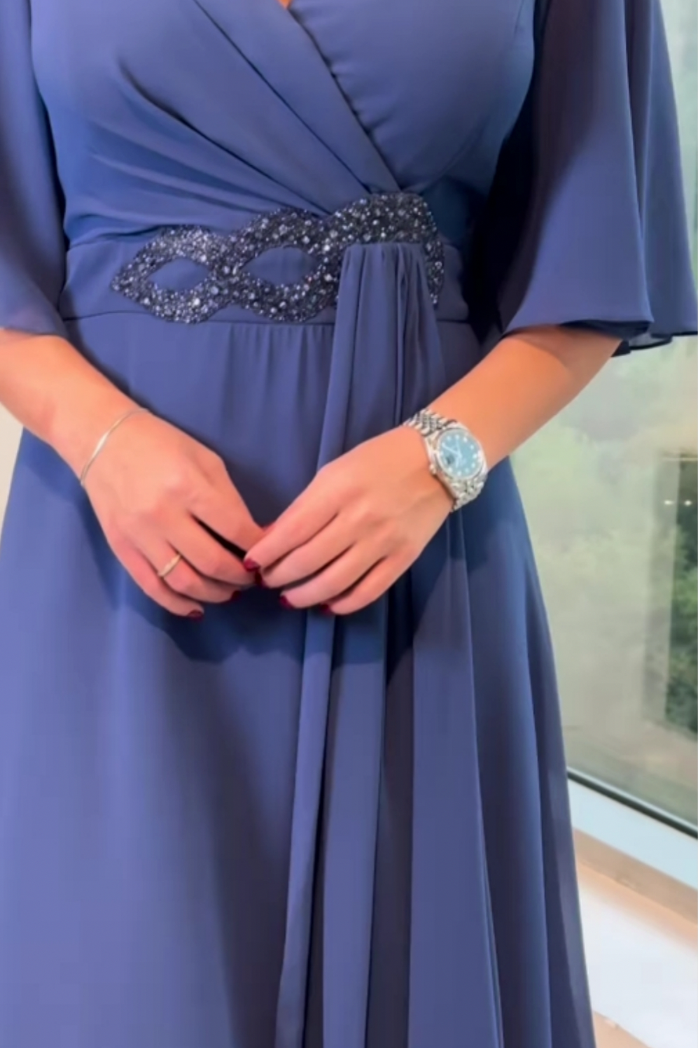Wrap Short Sleeve Midi Dress