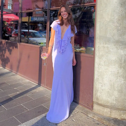Draped Ruffle Maxi Dress