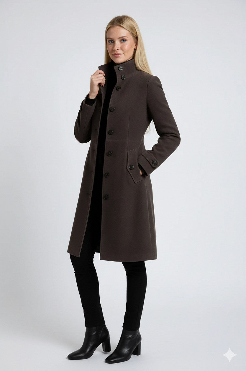 High Neck Mid Length Coat