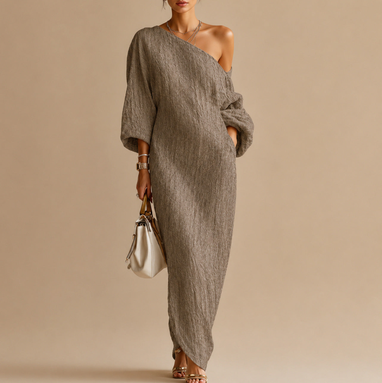 Linen Off Shoulder Maxi Dress