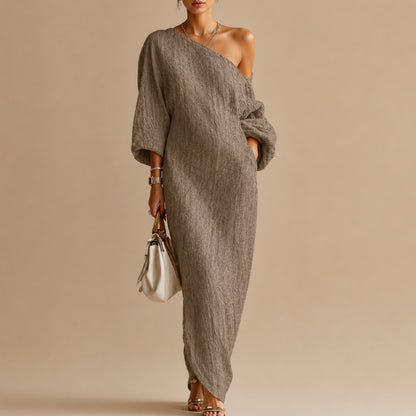 Linen Off Shoulder Maxi Dress