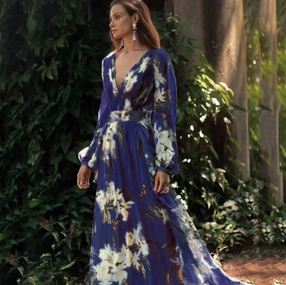 Floral Georgette Long Sleeve Maxi