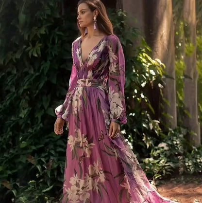 Floral Georgette Long Sleeve Maxi