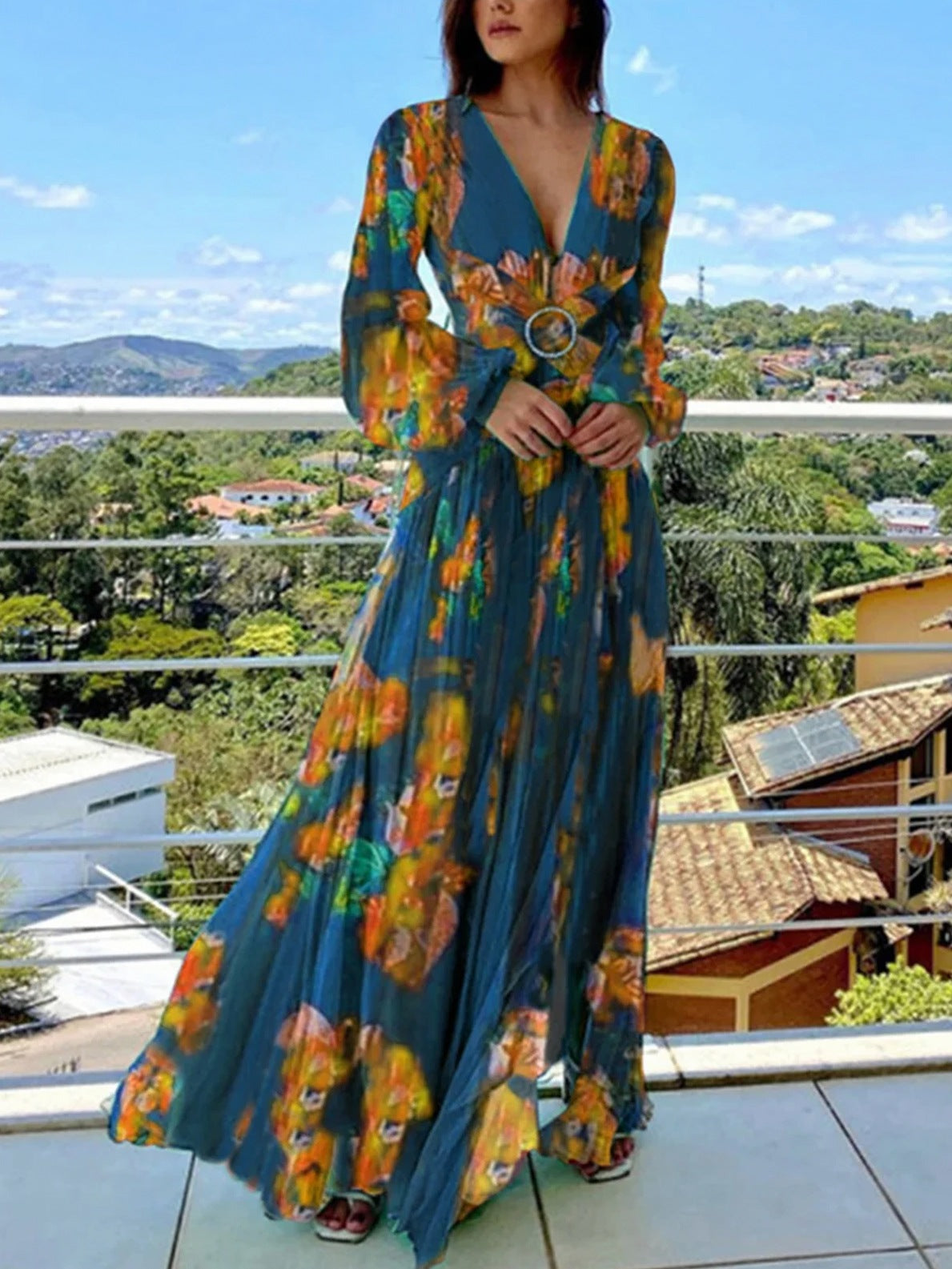 Floral Long Sleeve Maxi Dress