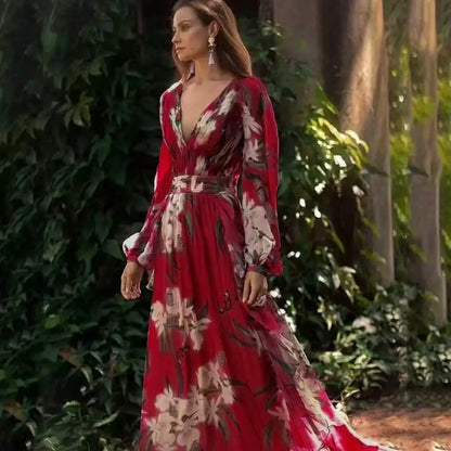 Floral Georgette Long Sleeve Maxi